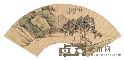 吴穀祥 松壑垂纶 扇面 开面53cm